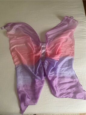 Pink and Purple Butterfly Wings Kids Costume Accessory 100% Silk
